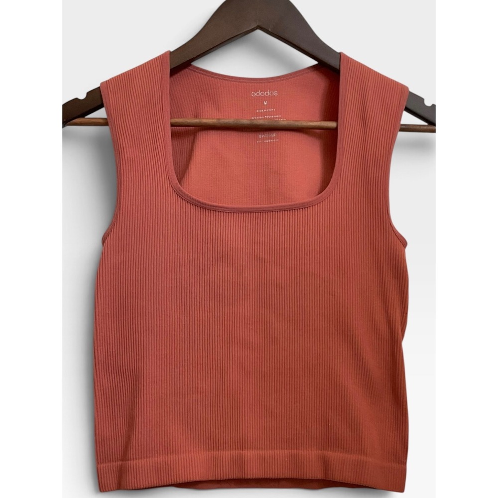 Ododos Seamless Ribbed Tank | Crop Top | Size M | Rust | Square Neck Athleisure